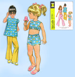 1960s Vintage McCalls Sewing Pattern 9730 Uncut Toddler Girls Play Clothes Sz 6