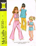 1960s Vintage McCalls Sewing Pattern 9730 Uncut Toddler Girls Play Clothes Sz 6