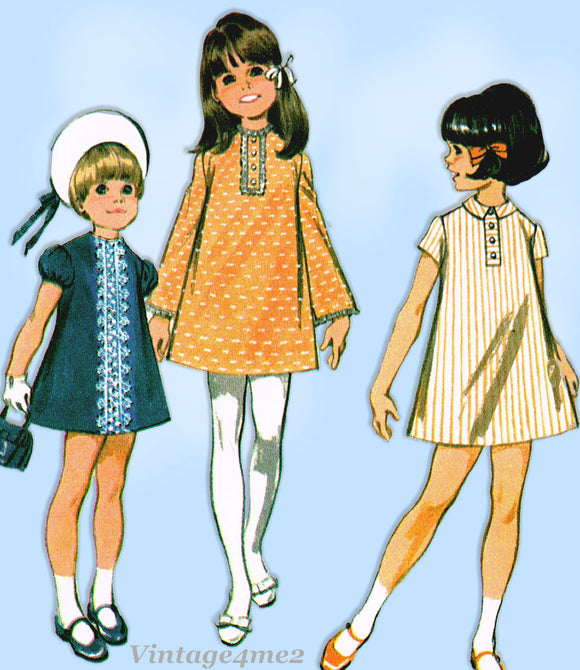 McCall 9762: 1960s Uncut Toddler Girls 6 Way Dress Size 6 Vintage Sewing Pattern