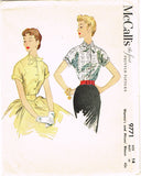 1950s Vintage McCalls Sewing Pattern 9771 Charming Misses Blouse Size 32 Bust