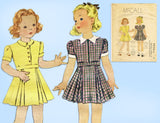 McCall 9926: 1930s Cute Toddler Girls Dress Size 6 Vintage Sewing Pattern