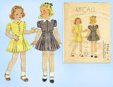 McCall 9926: 1930s Cute Toddler Girls Dress Size 6 Vintage Sewing Pattern