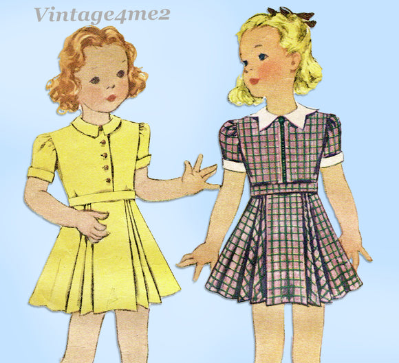 McCall 9926: 1930s Cute Toddler Girls Dress Size 6 Vintage Sewing Pattern
