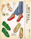 1940s Vintage McCall Pattern 993 Rare Uncut WWII Misses Shoes Sandals Sz MED