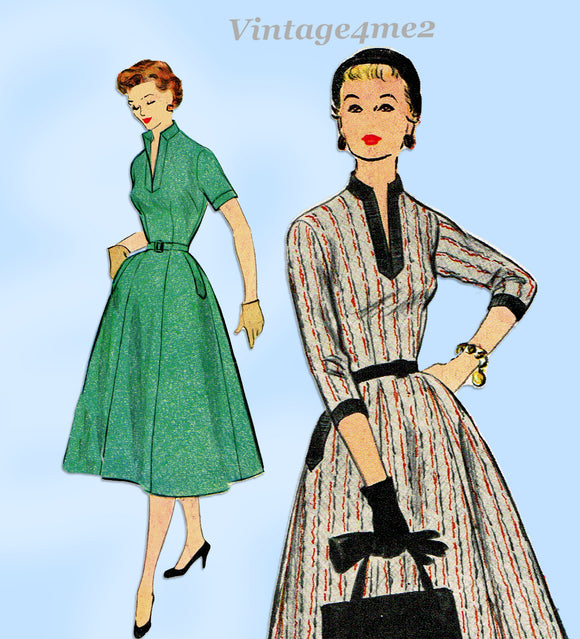 McCall 9961: 1950s Charming Misses Street Dress Size 36 B Vintage Sewing Pattern