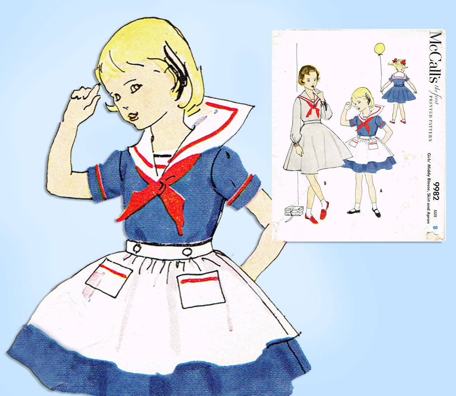 retro sailor dress McCall's 9982: 1950s Girls Sailor Dress Size 8 Vintage Sewing Pattern –  Vintage4me2