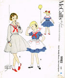 McCall's 9982: 1950s Little Girls Sailor Dress Size 8 Original Vintage Sewing Pattern - Vintage4me2