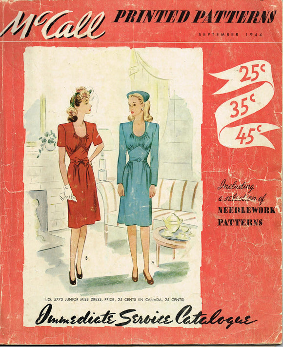 1940s Vintage McCall Counter Catalog Septemer 1944 Pattern Book Digital Download