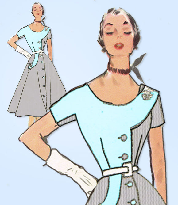 1950s Rare Uncut Vintage Modes Royale Sewing Pattern D-143 Misses Coat Dress 30B