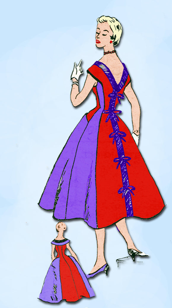 1950s Vintage Modes Royale Sewing Pattern D-169 Uncut Misses Cocktail Dress 32 B