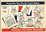 1930s Vintage Monarch Embroidery Transfer M206 DOW Kitten at Work Tea Towels FF - Vintage4me2