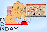 Monarch M221: 1930s Vintage Embroidery Transfer Uncut Day of the Week Kitty Motifs Vintage4me2