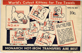 Monarch M221: 1930s Vintage Embroidery Transfer Uncut Day of the Week Kitty Motifs Vintage4me2