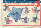 Monarch M231: 1930s VTG Embroidery Transfer Uncut Original DOW Scottie Dogs Tea Towels