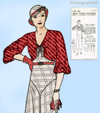 New York 1023: 1930s Uncut Misses Street Dress Sz 34 Bust Vintage Sewing Pattern