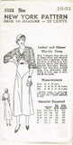 New York 1023: 1930s Uncut Misses Street Dress Sz 34 Bust Vintage Sewing Pattern