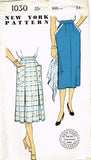 New York 1030: 1950s Uncut Misses Skirt w Pockets Sz 34 W Vintage Sewing Pattern
