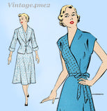 New York 1084: 1940s Uncut Misses Wrap Dress & Jacket 32B Vintage Sewing Pattern