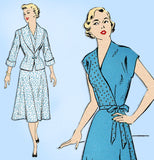 New York 1084: 1940s Uncut Misses Wrap Dress & Jacket 32B Vintage Sewing Pattern