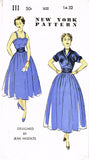 1950s Vintage New York Sewing Pattern 111 Misses Designer Cocktail Dress Sz 32 B