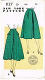 New York 1127: 1950s Uncut Misses Skirt w Pockets Sz 28 W Vintage Sewing Pattern