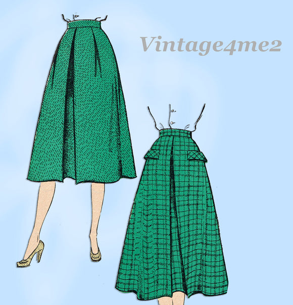New York 1127: 1950s Uncut Misses Skirt w Pockets Sz 30 W Vintage Sewing Pattern