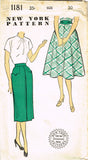 New York 1181: 1950s Uncut Misses Skirt w Pockets Sz 30 W Vintage Sewing Pattern