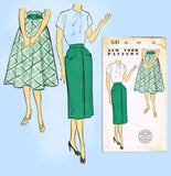 New York 1181: 1950s Uncut Misses Skirt w Pockets Sz 30 W Vintage Sewing Pattern