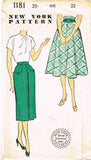 New York 1181: 1950s Uncut Misses Skirt w Pockets Sz 32 W Vintage Sewing Pattern