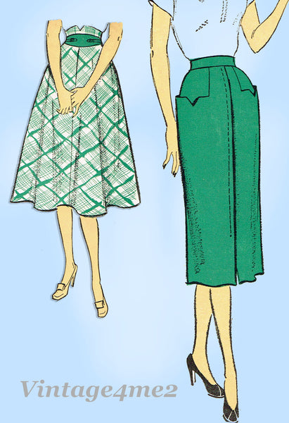 New York 1181: 1950s Uncut Misses Skirt w Pockets Sz 30 W Vintage Sewing Pattern