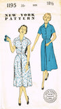 New York 1195: 1950s Uncut Misses Shirtwaist Dress 37B Vintage Sewing Pattern