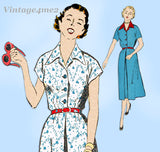 New York 1195: 1950s Uncut Misses Shirtwaist Dress 37B Vintage Sewing Pattern