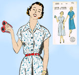New York 1195: 1950s Uncut Misses Shirtwaist Dress 37B Vintage Sewing Pattern