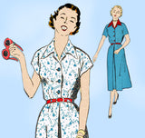 New York 1195: 1950s Uncut Misses Shirtwaist Dress 37B Vintage Sewing Pattern