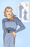 New York 1222: 1930s Uncut Junior Misses Dress Sz 29 Bust Vintage Sewing Pattern