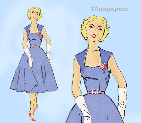 New York 1327: 1950s Flattering Misses Sun Dress Sz 30 B Vintage Sewing Pattern