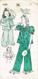 New York 1348: 1940s Uncut Little Girls Pajamas Size 10 Vintage Sewing Pattern