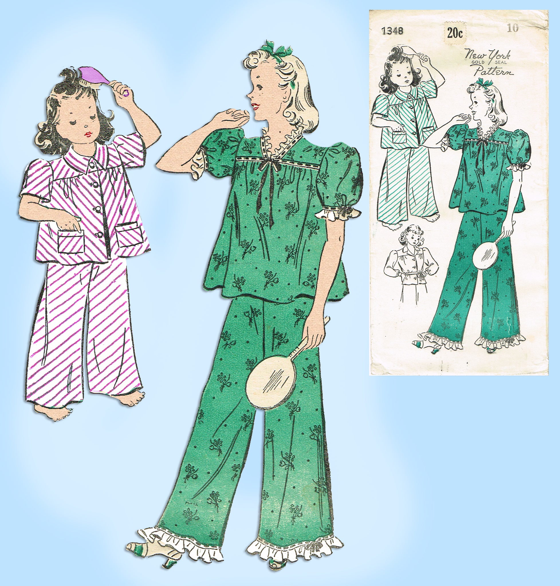 1940s Vintage Hollywood Pattern 1615 WWII Little Girls Pant Suit Sz 10 –  Vintage4me2