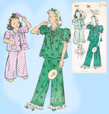 New York 1348: 1940s Uncut Little Girls Pajamas Size 10 Vintage Sewing Pattern
