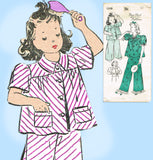 New York 1348: 1940s Uncut Little Girls Pajamas Size 10 Vintage Sewing Pattern