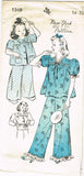 New York 1348: 1940s Uncut Little Girls Pajamas Size 14 Vintage Sewing Pattern