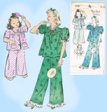 New York 1348: 1940s Uncut Little Girls Pajamas Size 14 Vintage Sewing Pattern