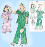 New York 1348: 1940s Uncut Little Girls Pajamas Size 6 Vintage Sewing Pattern