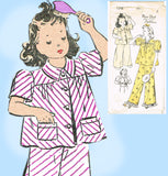 New York 1348: 1940s Uncut Little Girls Pajamas Size 8 Vintage Sewing Pattern