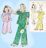 New York 1348: 1940s Uncut Little Girls Pajamas Size 8 Vintage Sewing Pattern