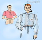 New York 1378: 1940s Classic Men's Sports Shirt 14in Neck Vintage Sewing Pattern
