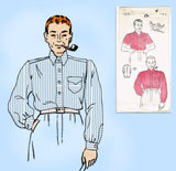 New York 1378: 1940s Classic Men's Sports Shirt 14in Neck Vintage Sewing Pattern
