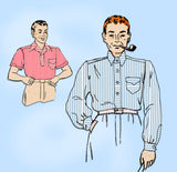 New York 1378: 1940s Classic Men's Sports Shirt 14in Neck Vintage Sewing Pattern