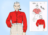 New York 1378: 1930s Classic Men's Sports Shirt 16in Neck Vintage Sewing Pattern
