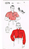 New York 1378: 1930s Classic Men's Sports Shirt 16in Neck Vintage Sewing Pattern